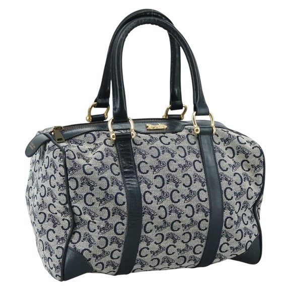 CELINE C Sulky Hand Bag Canvas Navy Auth 103383 - Picture 1 of 16